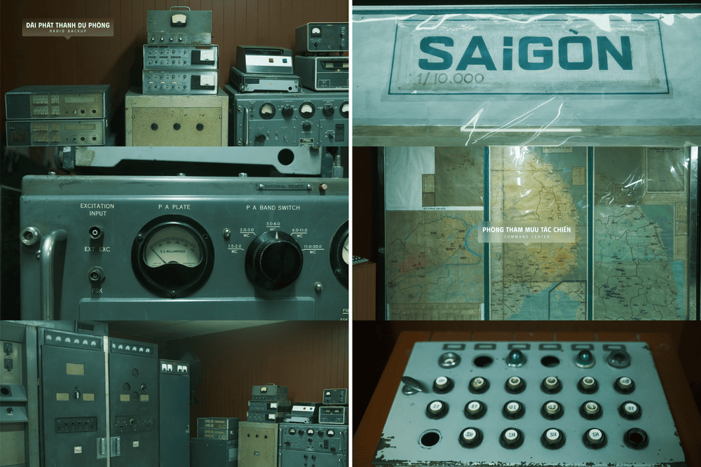 Transmission and reception equipment used during the war is installed in the Communication Center (Source: Dinh Doc Lap - Independence Palace)